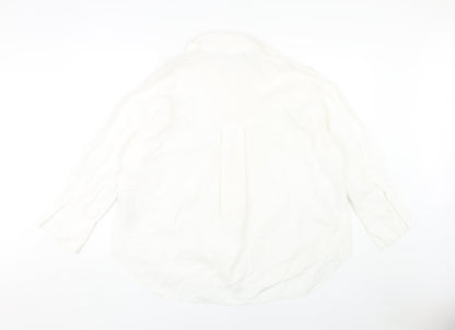 Womens UK Size 12 Zara White  Button-Up