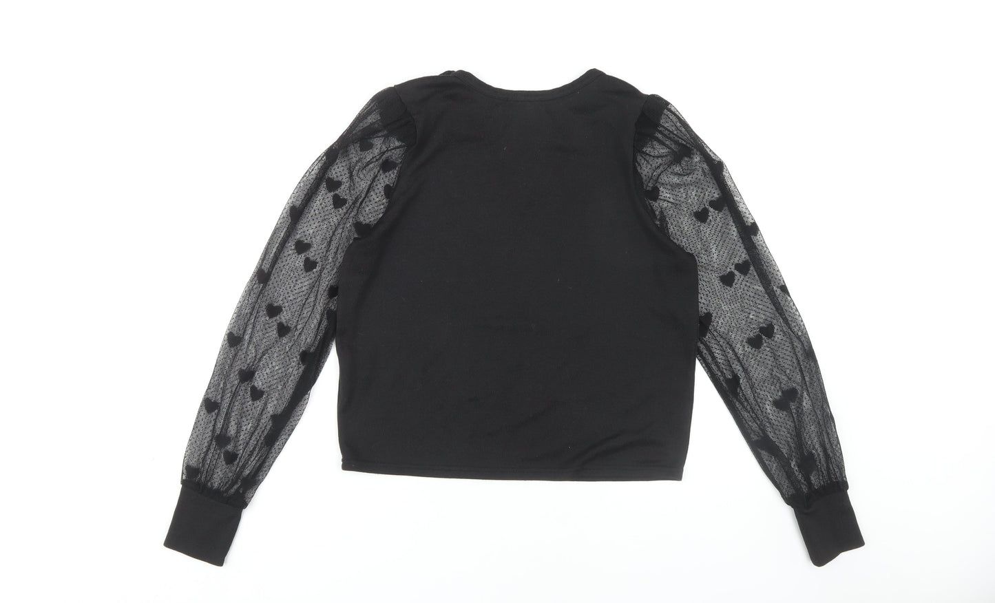 New Look Women's Black Mesh Sleeve T-Shirt Size 14