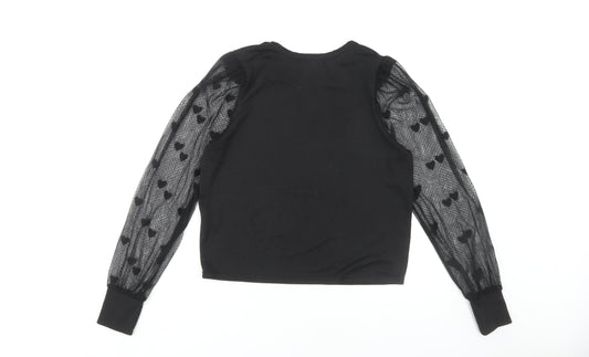 New Look Women's Black Mesh Sleeve T-Shirt Size 14