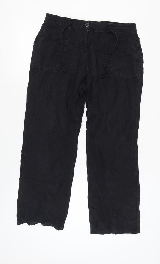 Womens UK Size 14 Debenhams Regular Fit Casual Black Trousers