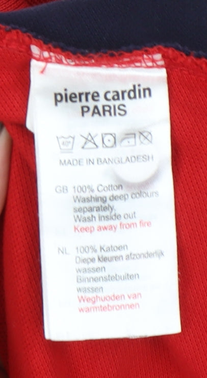 Pierre Cardin Men's Red Colourblock Polo Shirt S