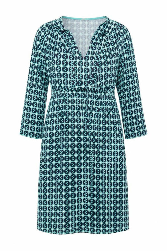 Front view of Boden Women's Multicoloured Geometric Long Sleeve Dress