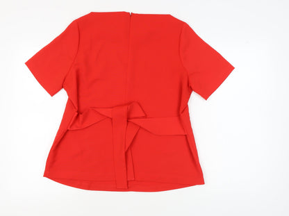 Marks and Spencer Women's Red Boat Neck Blouse Size 14