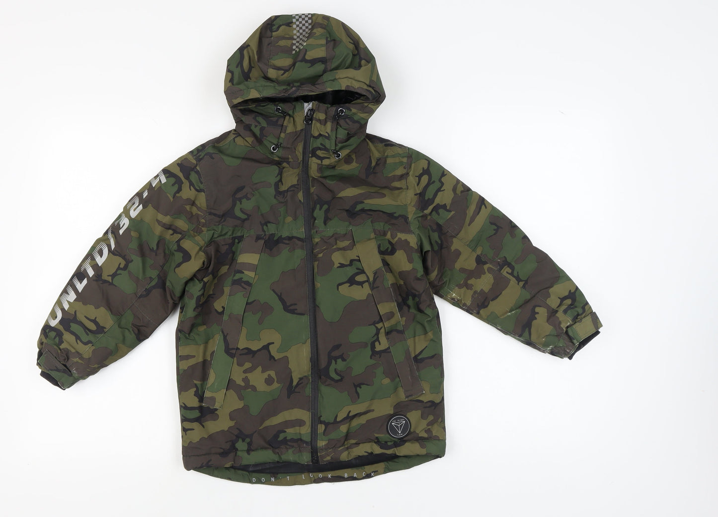 Next Boys Camouflage Puffer Jacket Green 7 Years Winter Hooded