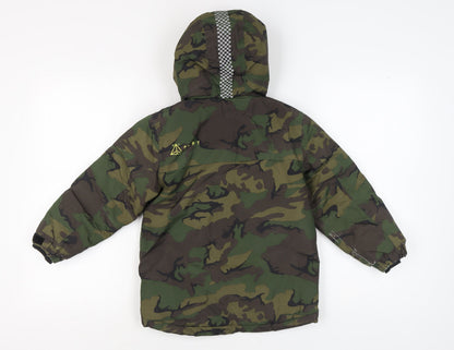 Next Boys Camouflage Puffer Jacket Green 7 Years Winter Hooded