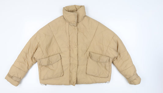 boohoo Beige Short Puffer Jacket Women Tall Size 6