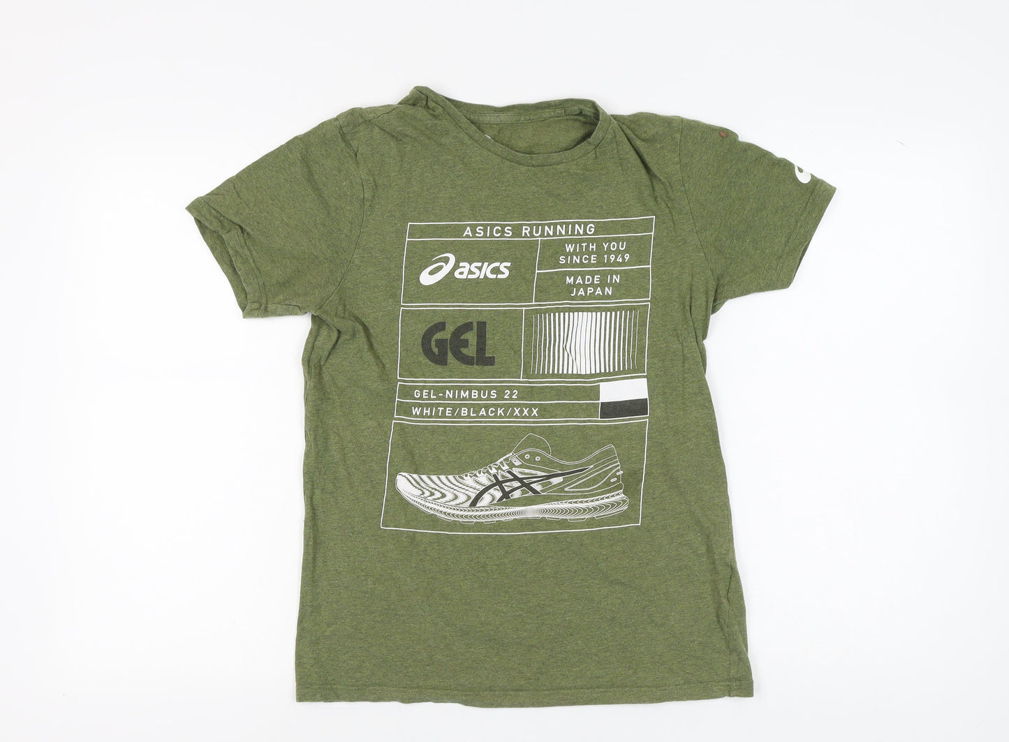Mens UK Size S ASICS Green  T-Shirt