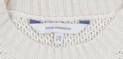 Rocha.John Rocha Girls Ivory Knit A-Line Dress, Size 7-8, Casual