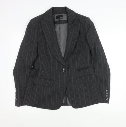 Next Women's Grey Wool Blazer - Size 14, Pinstripe