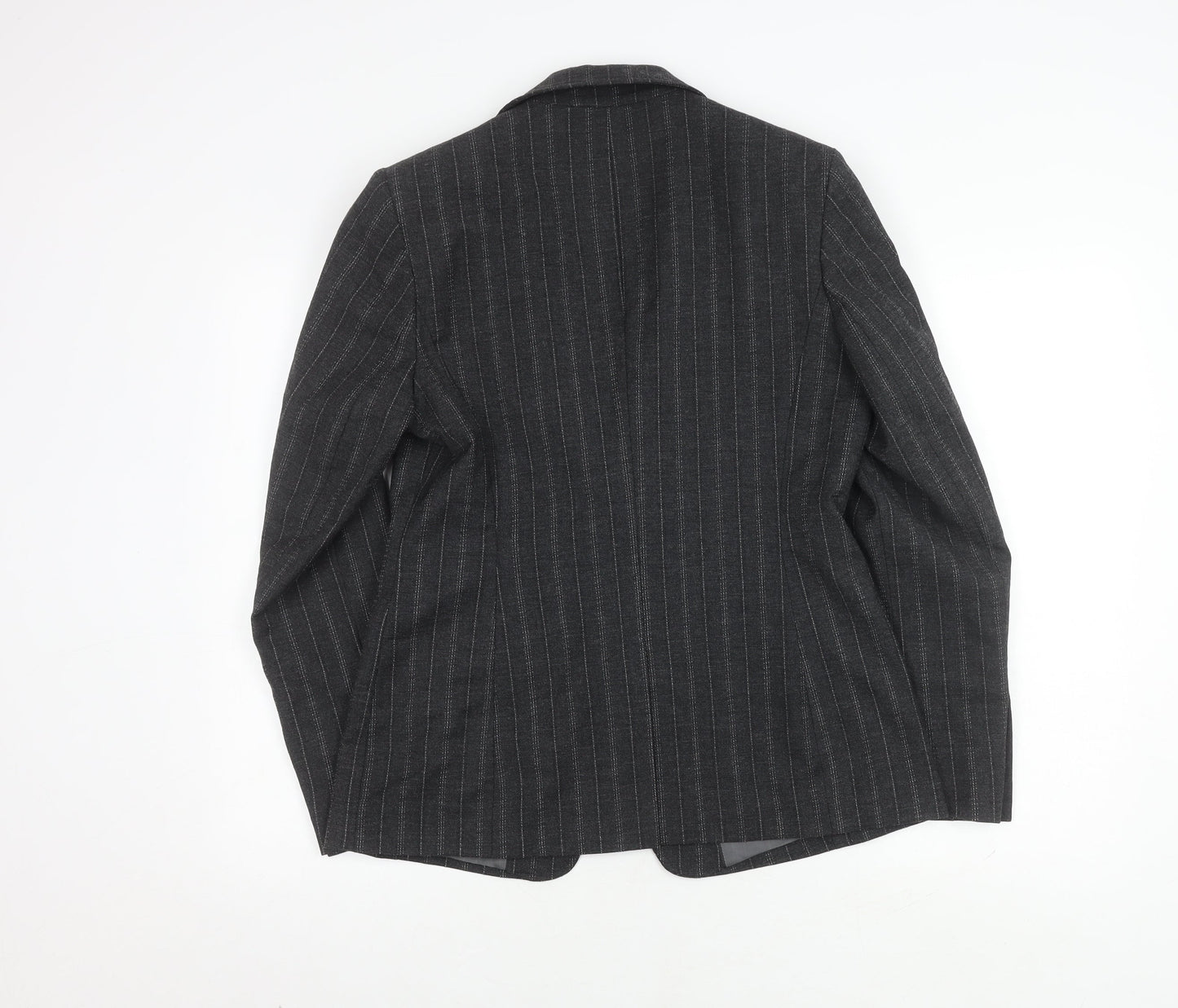 Next Women's Grey Wool Blazer - Size 14, Pinstripe