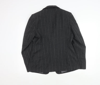 Next Women's Grey Wool Blazer - Size 14, Pinstripe