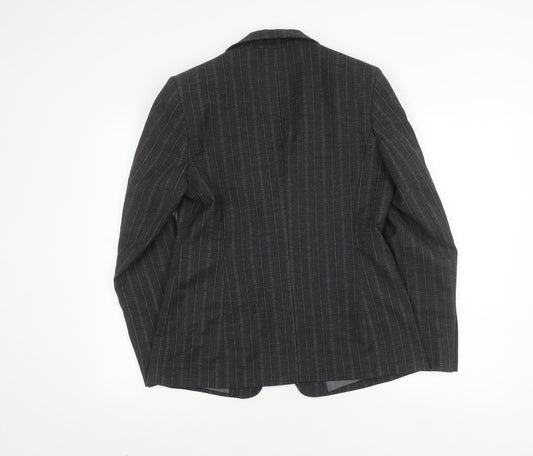 Next Women's Grey Wool Blazer - Size 14, Pinstripe