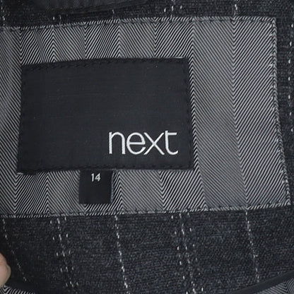 Next Women's Grey Wool Blazer - Size 14, Pinstripe