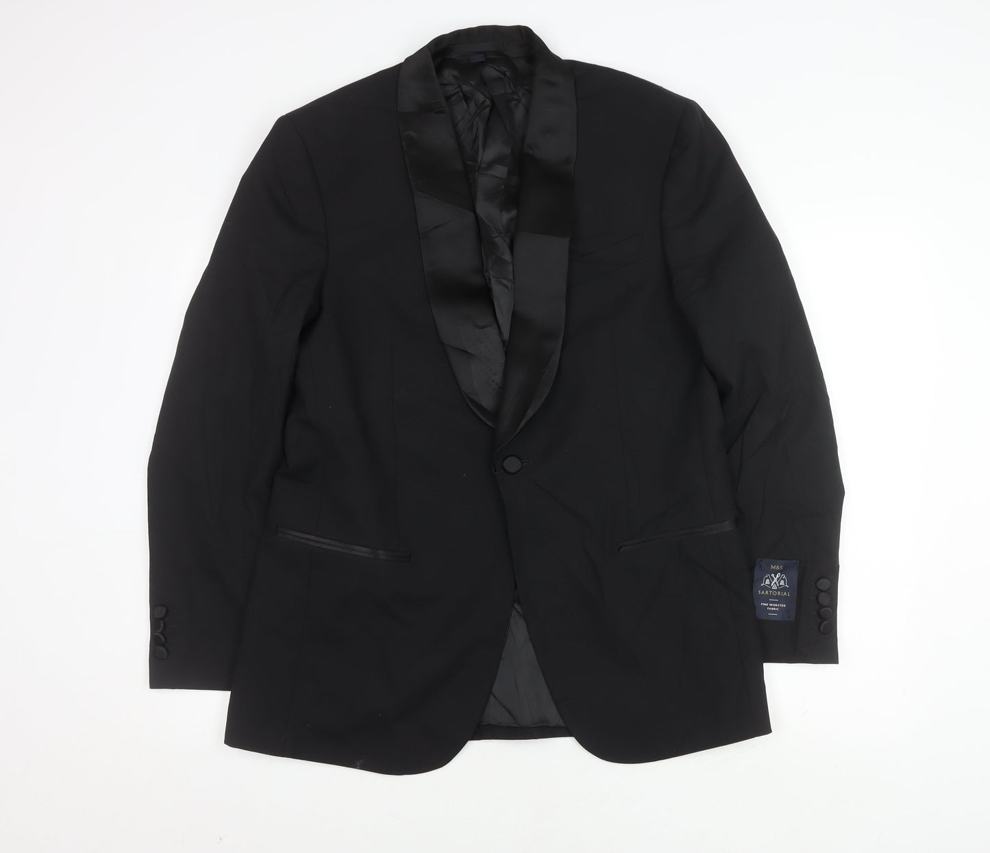 Mens UK Size 40 Marks and Spencer Regular Black Suit Tuxedo