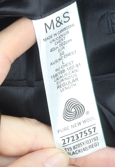 Mens UK Size 40 Marks and Spencer Regular Black Suit Tuxedo