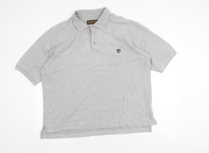 Timberland Men's Grey Polo Shirt L Solid Cotton