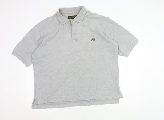 Timberland Men's Grey Polo Shirt L Solid Cotton