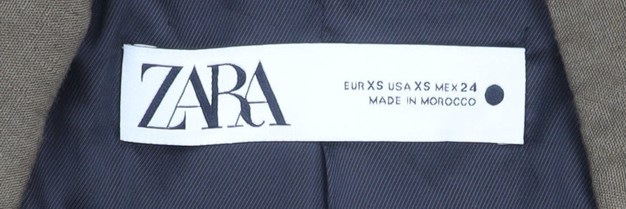 Zara Women's XS Brown Blazer Linen One-Button