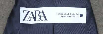 Zara Women's XS Brown Blazer Linen One-Button