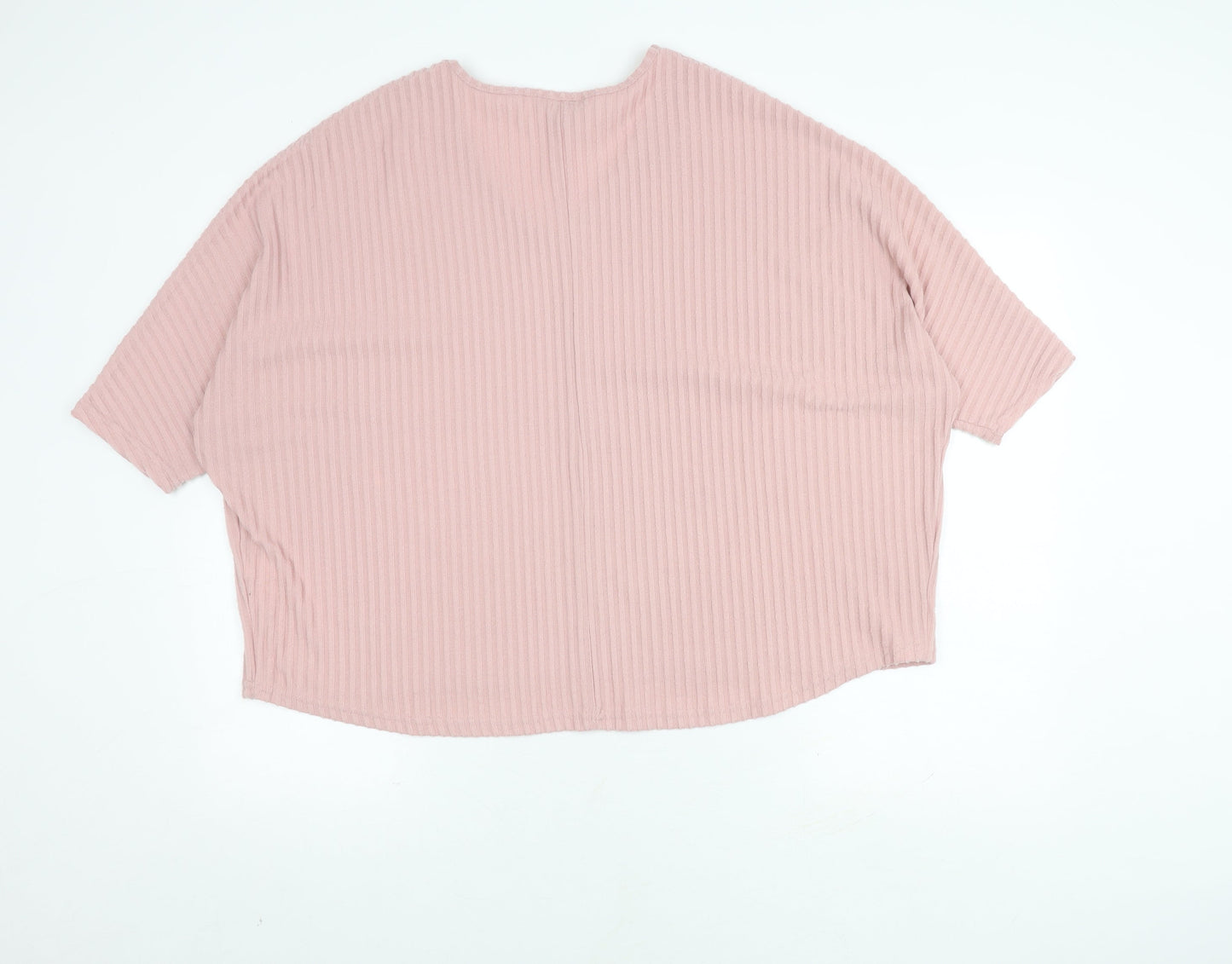 New Look Women's Pink V-Neck Top Size L