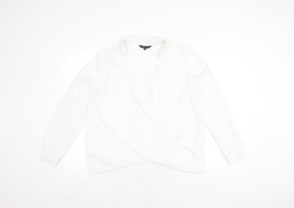 New Look Women's White Wrap Top, Size 10, V-Neck