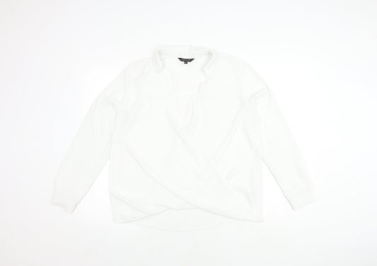 New Look Women's White Wrap Top, Size 10, V-Neck