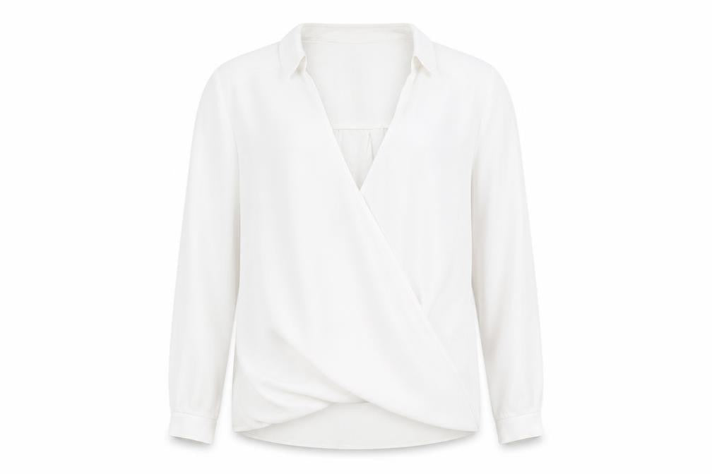 New Look Women's White Wrap Top, Size 10, V-Neck