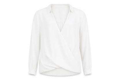 New Look Women's White Wrap Top, Size 10, V-Neck