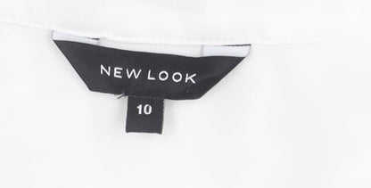 New Look Women's White Wrap Top, Size 10, V-Neck