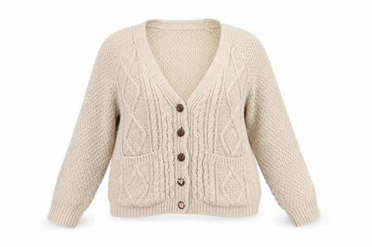 Neal Sperling Women's Beige Cardigan V-Neck Small
