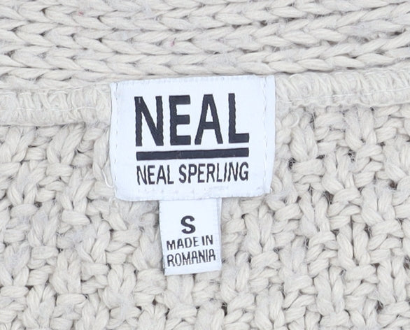 Neal Sperling Women's Beige Cardigan V-Neck Small