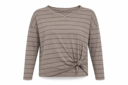 Friday's Project Women's Grey Striped Long Sleeve Top XS