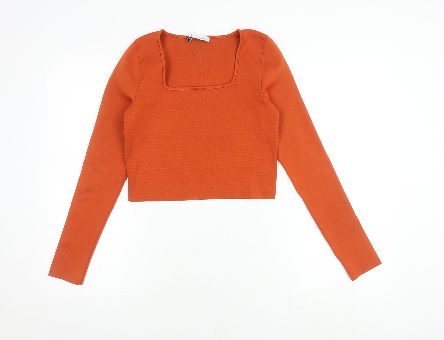 Womens UK Size 14 Zara Orange Cropped Blouse