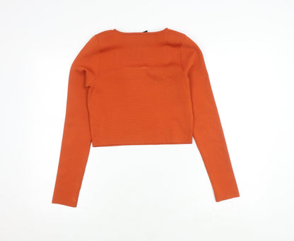 Womens UK Size 14 Zara Orange Cropped Blouse