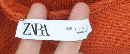 Womens UK Size 14 Zara Orange Cropped Blouse