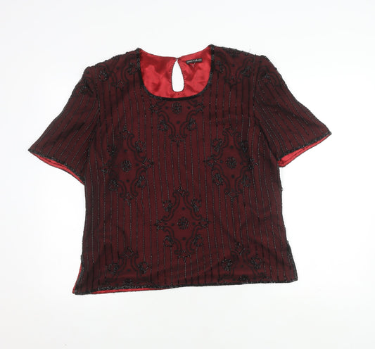 House of Fraser Women's Red Silk Beaded Blouse, L