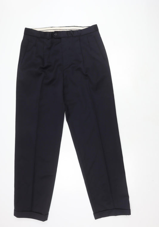 Burton Men's Black Wool Dress Pants, 36L, Formal, Flat Front