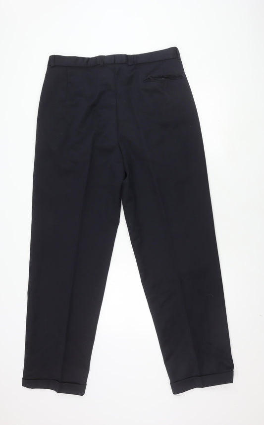 Burton Men's Black Wool Dress Pants, 36L, Formal, Flat Front