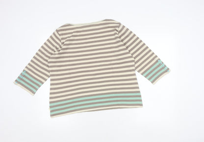 Maine New England Women's Grey Striped 3/4 Sleeve T-Shirt