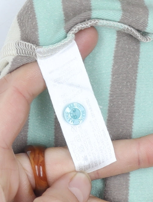 Maine New England Women's Grey Striped 3/4 Sleeve T-Shirt