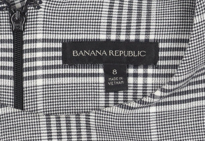 Banana Republic Women's Black Check Sleeveless Dress – Size 8