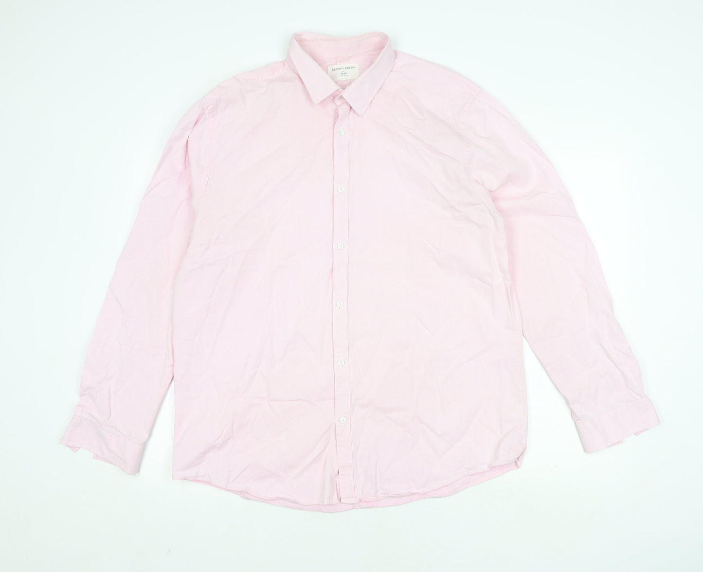 Racing Green Men's Pink Button-Up Shirt 17.5