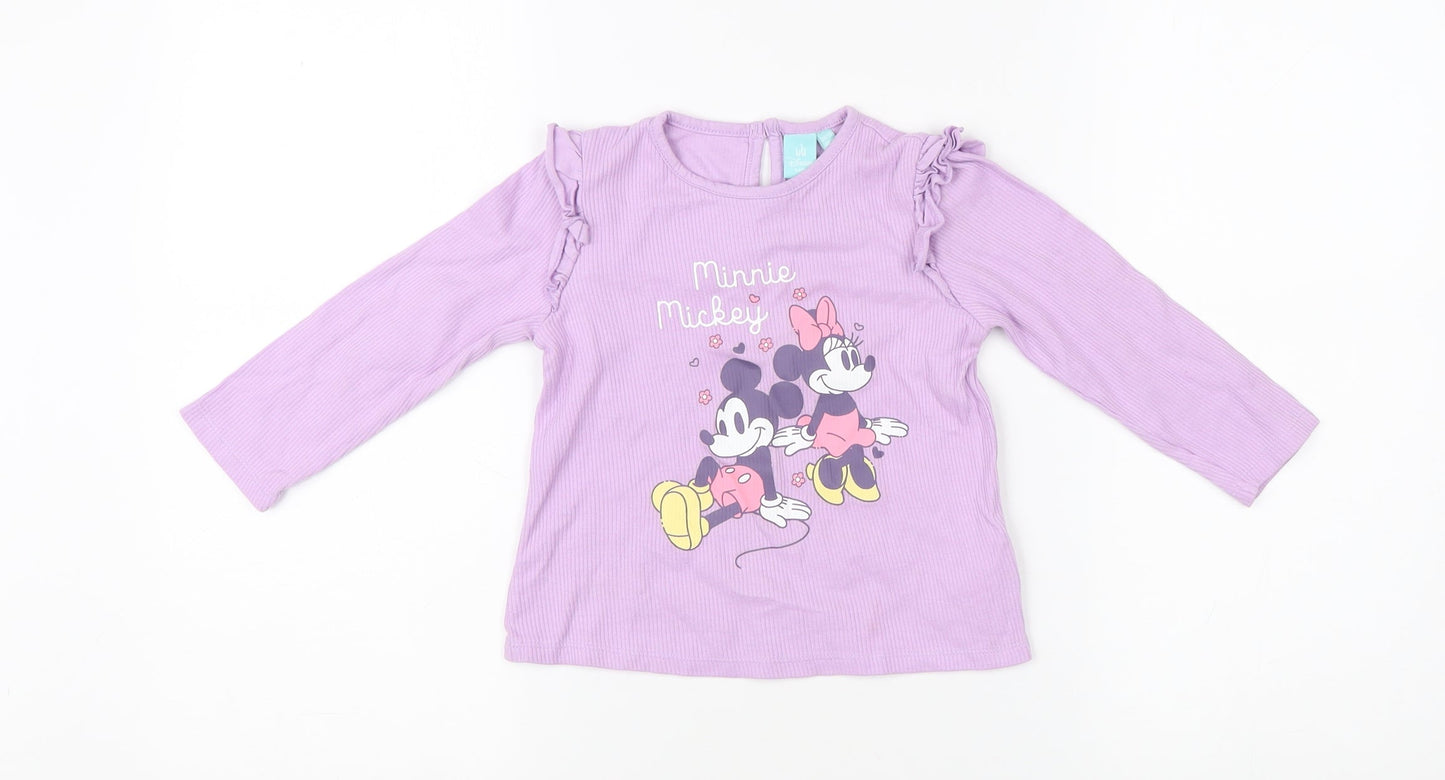 Disney Girls Purple Minnie Mickey Long Sleeve Shirt, 24 Months