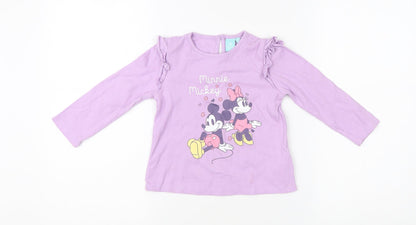 Disney Girls Purple Minnie Mickey Long Sleeve Shirt, 24 Months