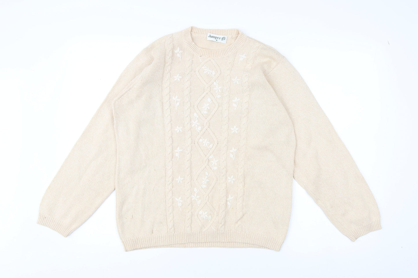 Jumper Women's Beige Crew Neck Pullover M