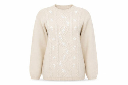 Jumper Women's Beige Crew Neck Pullover M
