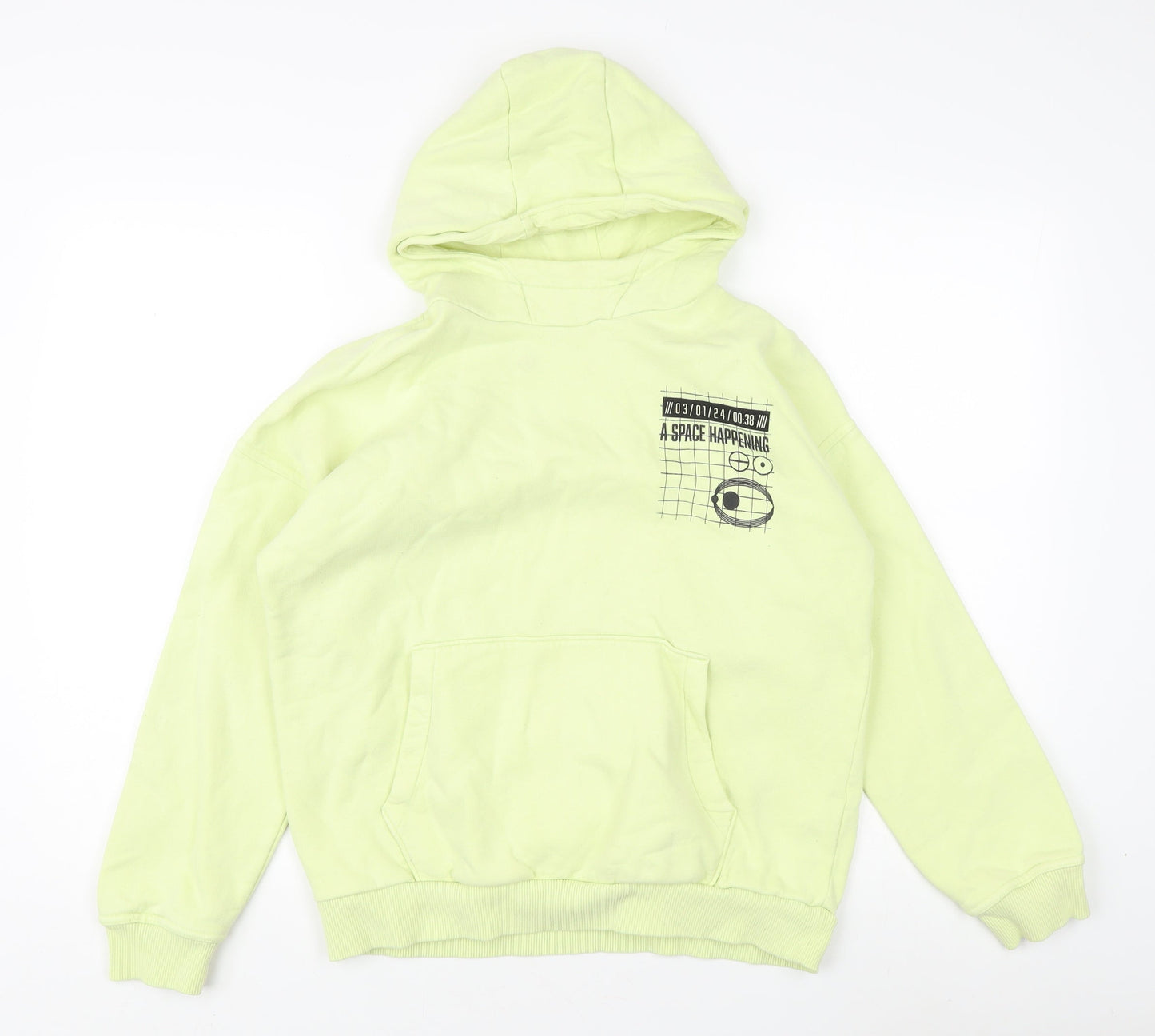 Marks and Spencer Boys Green Hoodie 13-14 Years Cotton Blend