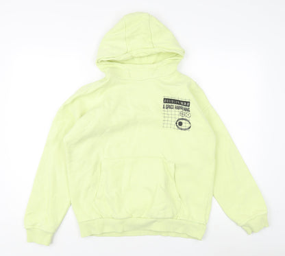 Marks and Spencer Boys Green Hoodie 13-14 Years Cotton Blend