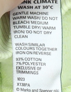 Marks and Spencer Boys Green Hoodie 13-14 Years Cotton Blend