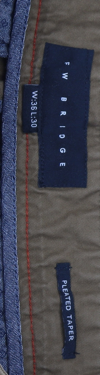 FW Bridge Men's Brown Pleated Tapered Trousers 36